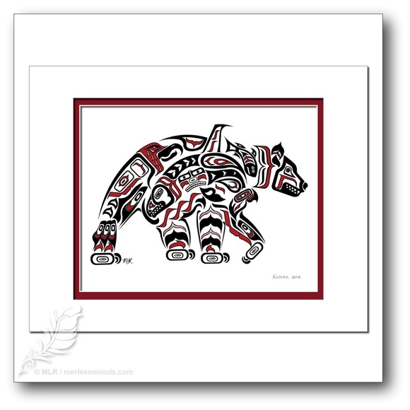 KODIAK 11*14 art print. Archival art print in red, black, and white. - Picture 6 of 6